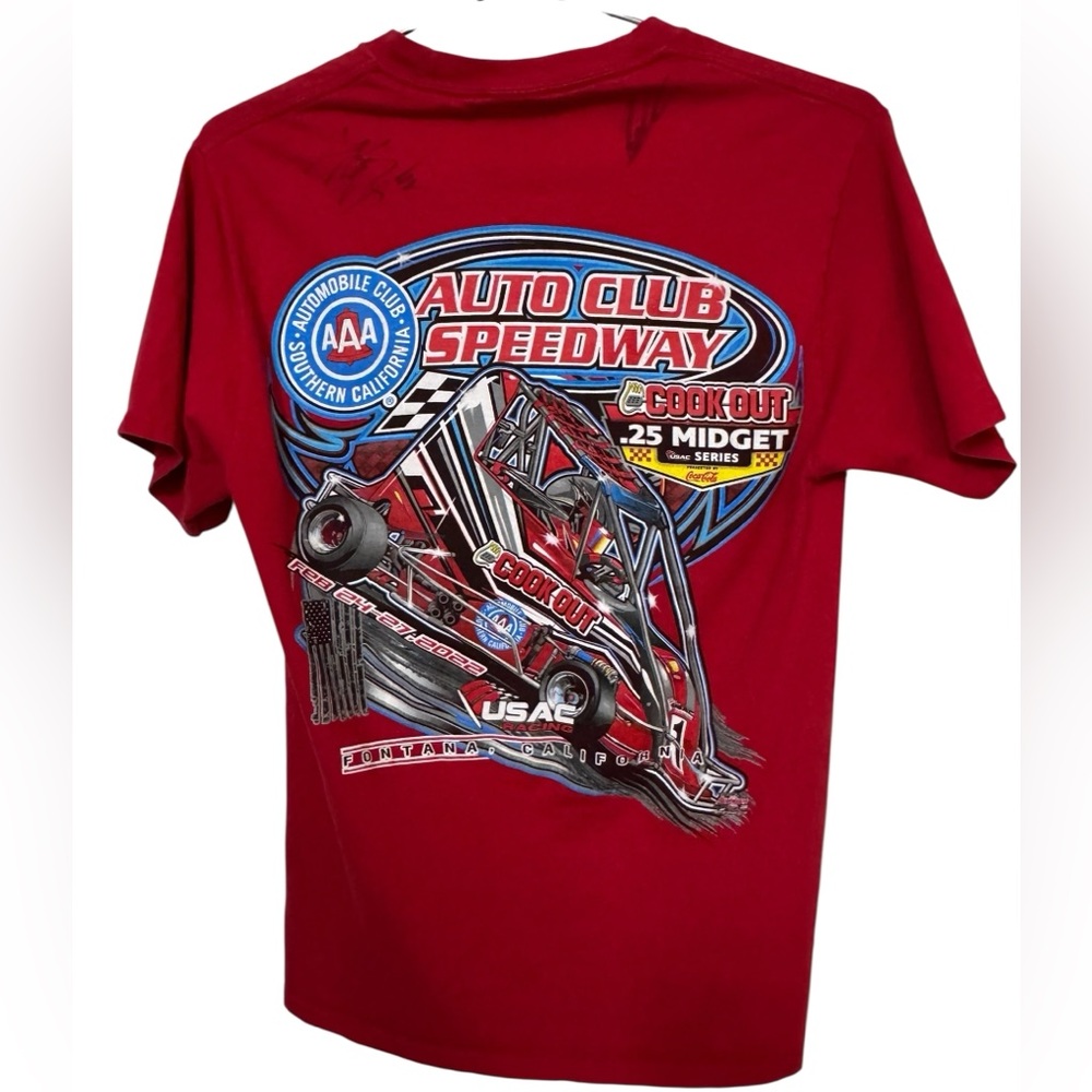 Auto Club Speedway Signed .25 Midget Series Racing 2022 Fontana Men's L T-Shirt